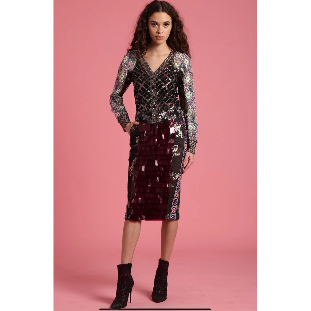 Elegant Burgundy Sequin Cardigan